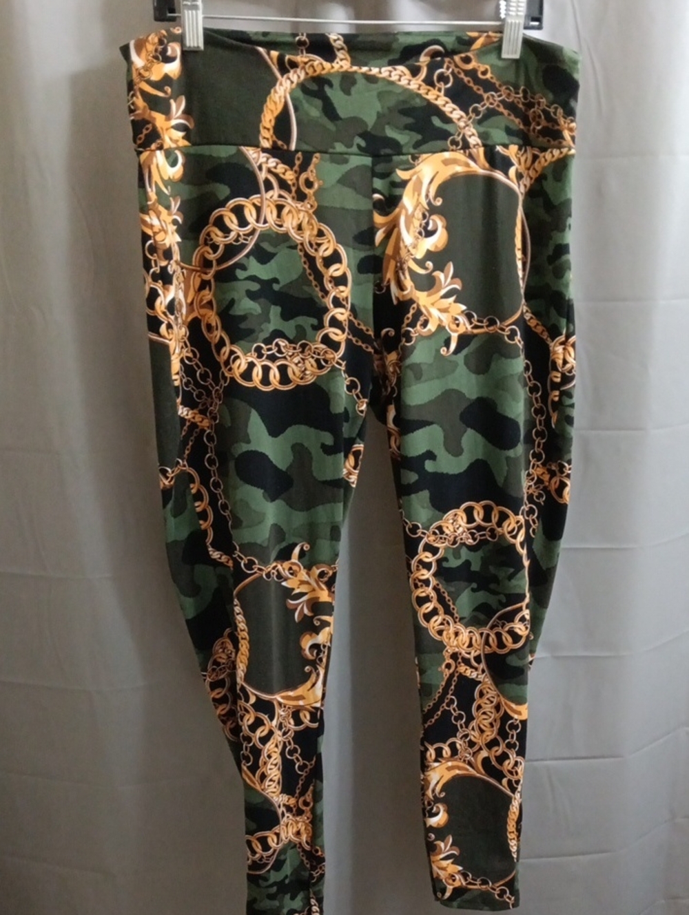 Rogue Collection Camo & Gold Chain Print Leggings